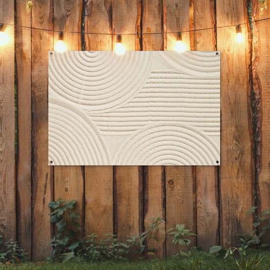 Affiche de jardin 120x80 cm - Décoration de jardin Motif - Abstrait - Wit - Affiche pour le jardin - Décoration extérieure - Peinture de jardin de clôture - Décoration murale en tissu de jardin - Décoration murale en tissu de balcon