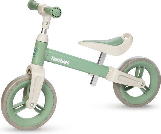 Keebies Loopfiets - Voor kinderen 1,5 en 2 en 3 / 4 Jaar - Kinderfiets - Balance Bike - Baby Fiets - Binnen en Buiten Speelgoed - Voor Jongens en Meisje - Olijfgroen