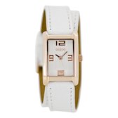 OOZOO Timepieces - Rosé goudkleurige horloge met witte leren band - C6635