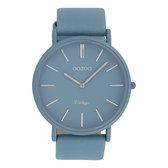 OOZOO Timepieces - Licht blauwe horloge met licht blauwe leren band - C9878