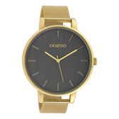 OOZOO Timepieces - Goudkleurige horloge met goudkleurige metalen mesh armband - C10219