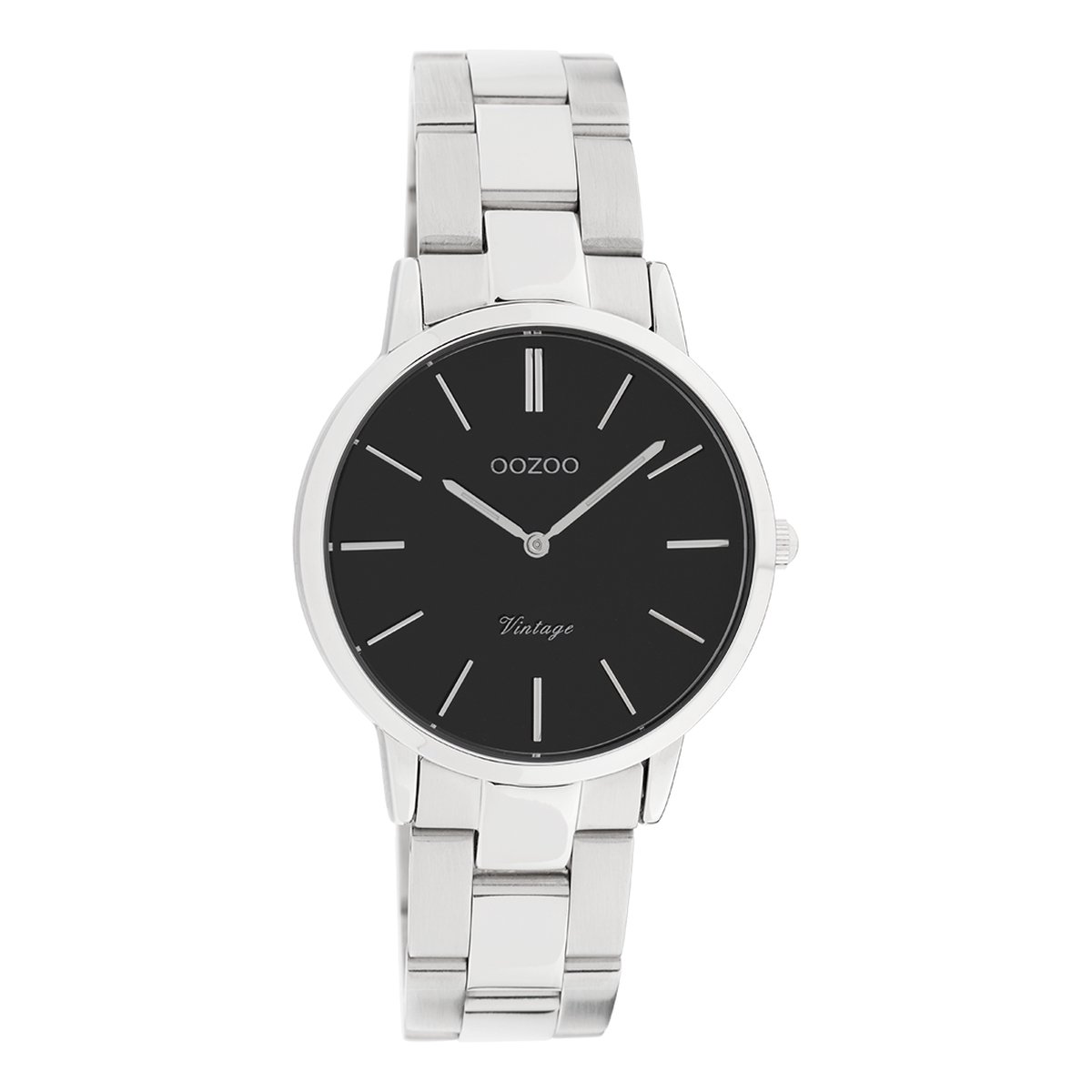 OOZOO Timepieces - Zilverkleurige horloge met zilverkleurige roestvrijstalen armband - C20043
