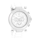 OOZOO Timepieces - Zilverkleurige horloge met witte kunststof horlogeband - C4880