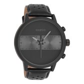 OOZOO Timepieces - Zwarte horloge met zwarte leren band - C10519