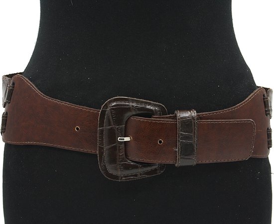 Thimbly Belts Ceinture suspendue pour femme rouge marron/marron foncé - ceinture pour femme - 8 cm de large - Marron - Cuir véritable - Tour de taille : 90 cm - Longueur totale de la ceinture : 105 cm