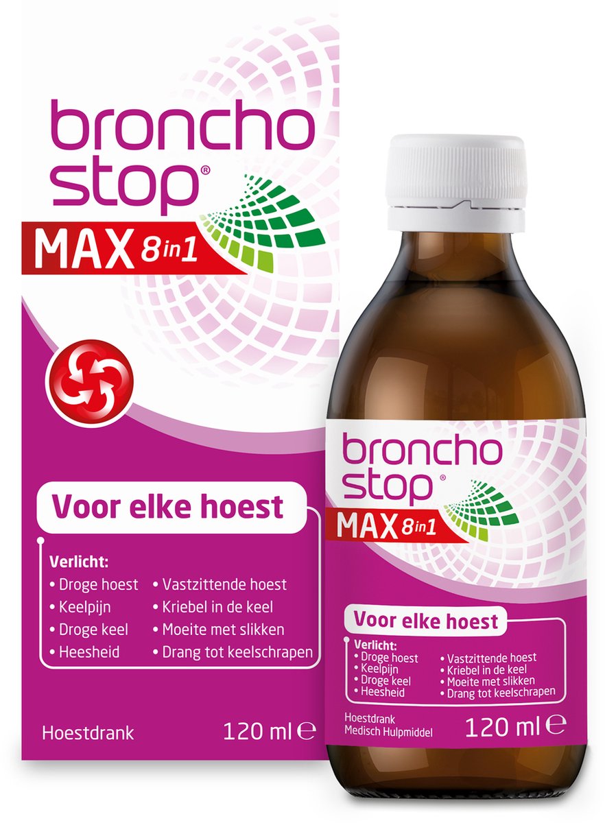 Goedkoopste Bronchostop hoestdrank MAX 8-in-1 - Hoestdrank voor elke hoest - 120 ml