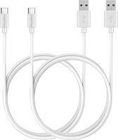 2x USB C naar USB A Kabel Wit - 2 meter - Oplaadkabel voor Xiaomi POCO X3 NFC / POCO X3 PRO / POCO M3 / POCO F3 / POCO X4 PRO / POCO M4 PRO / POCO F4 / POCO F4 GT