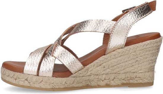 Manfield - Femme - Compensées en cuir métallisé doré - Taille 41