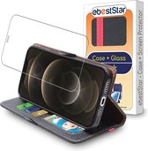 ebestStar - Coque compatible avec iPhone 12 Pro Max Apple, Etui Portefeuille, Housse Pochette Protection PU Cuir, Porte Carte, Noir / Rouge + Verre Trempé