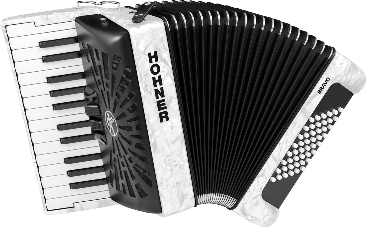 Hohner Bravo II 48 white silent key - Accordeon