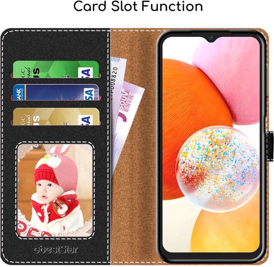 ebestStar - Coque compatible avec Samsung Galaxy A14, A14 5G, Etui Portefeuille, Housse Pochette Protection PU Cuir, Porte Carte, Noir