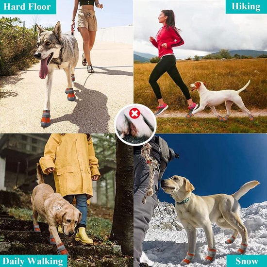 Leeko Pootbescherming voor honden, 4 stuks, waterdichte
