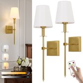Arms wandlamp brocante hout antiek met barok klassiek lampenkap stof goud, franjes - Wandlampen / Lampen