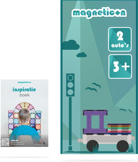 Magneticon - Auto onderstellen 2 stuks - Magnetisch speelgoed - Montessori speelgoed - STEM speelgoed - Cadeau kind - Speelgoed 3+ jaar