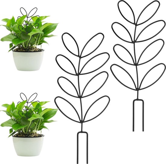 HAFRILY Klimhulp Voor Planten – Set Van 2 Metalen Rankenhulpen, 31,5 Cm Hoog, Met 2 Grondpennen, Roestbestendig, Ideaal Voor Klimop, Monstera En Kleine Potplanten