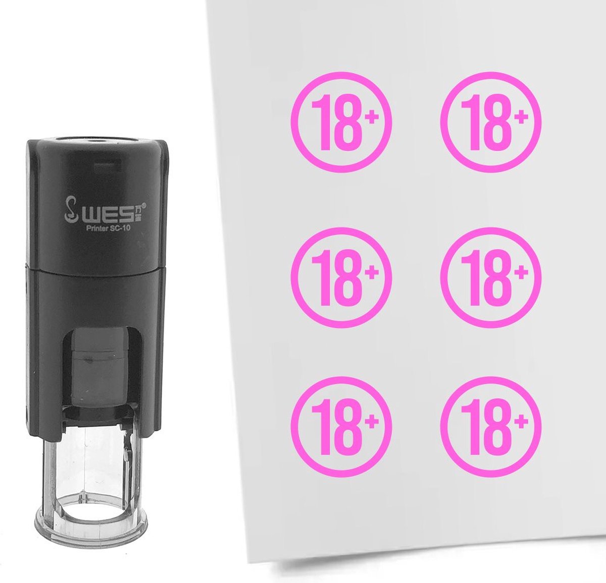 CombiCraft Stempel 18+ 10mm rond roze inkt per 1 stuk