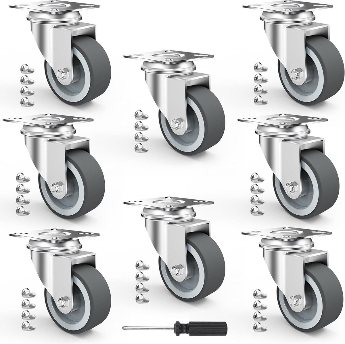 Transportwielen - 8 stuks zwenkwielen Ø 50 mm voor meubels - Max. 40 kg per rol
