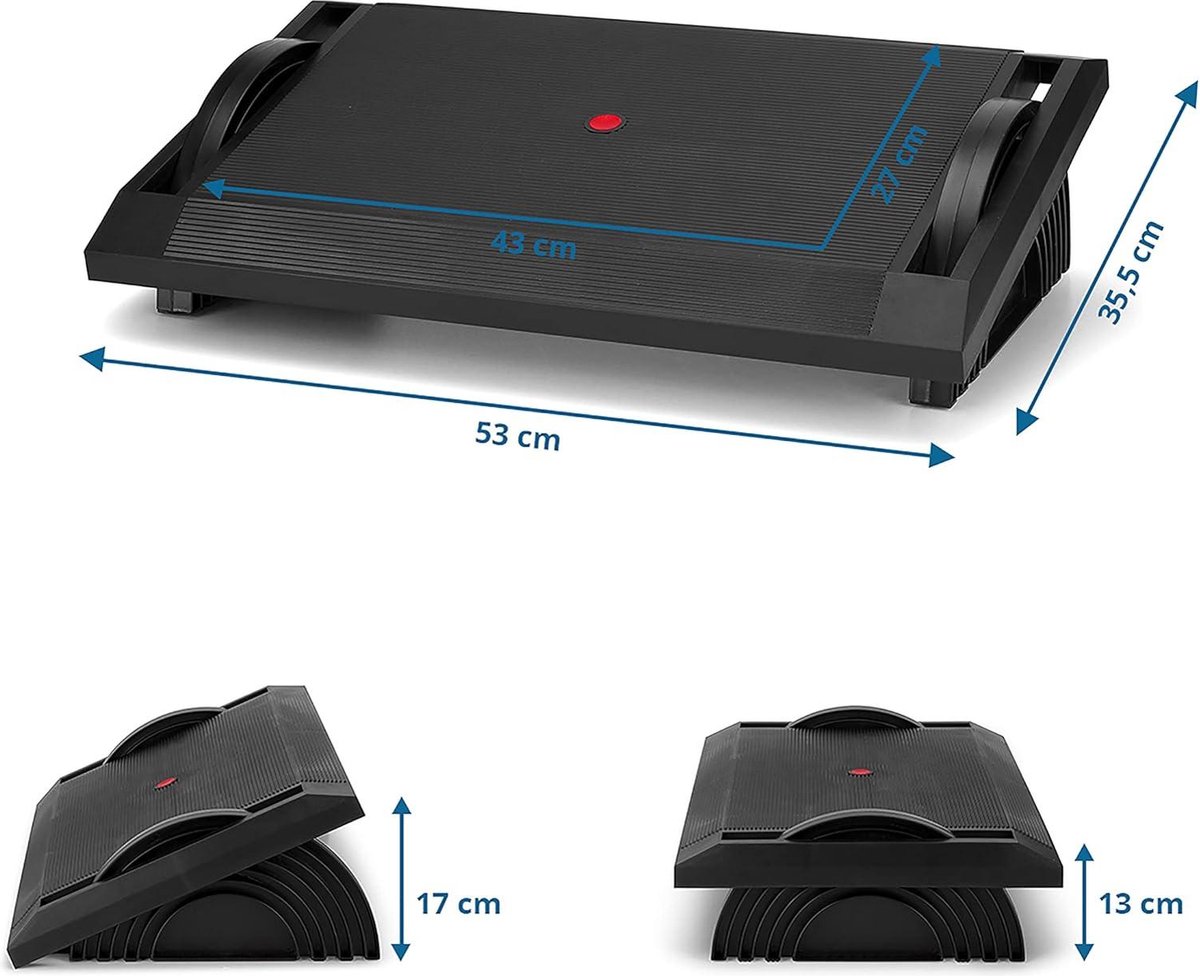 Antislip voetensteun, 4 posities, 0-35 graden kantelbaar Antislip voetensteun, 4 posities, 0-35 graden kantelbaar