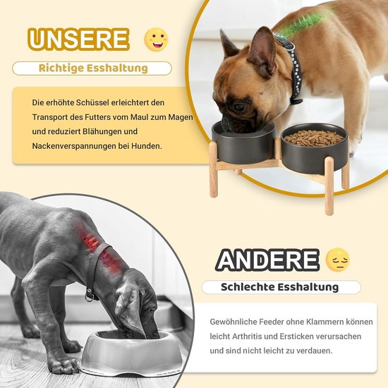 SPUNKYJUNKY Keramische hondenbak, verhoogde voerbak, waterbak met