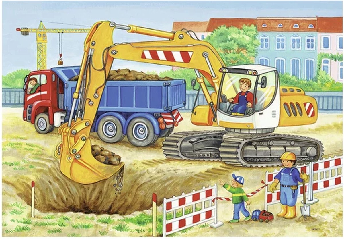 Ravensburger puzzel Op de bouwplaats en boerderij - 2x12 stukjes - kinderpuzzel — afbeelding 7