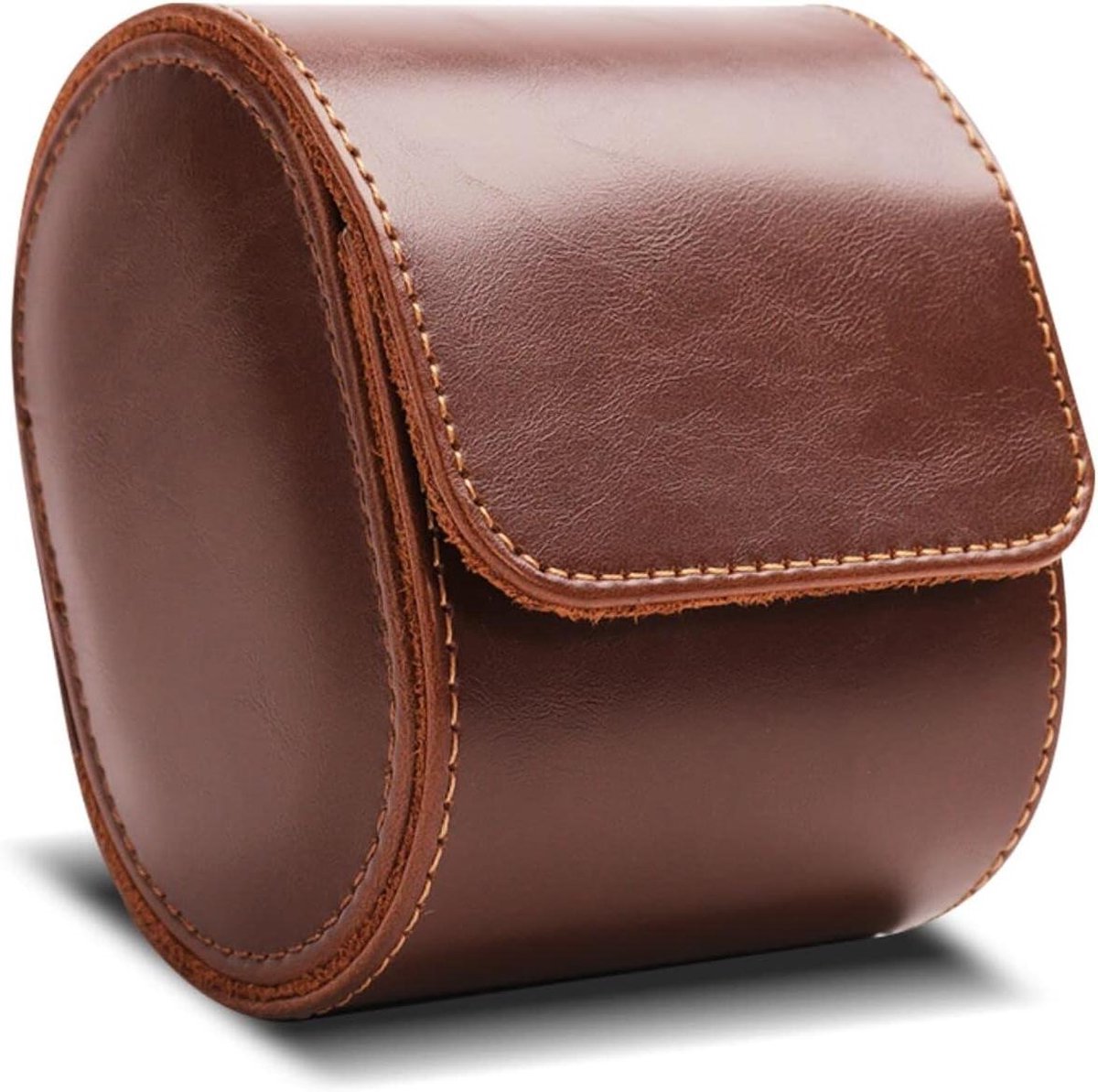 PU Horloge Roll Single-Slot Lederen Roll Horloge Bruin Reizen Horloge Doos - Mannen Vrouwen Opslag Organizer Display - Kerstverjaardag Thanksgiving Verjaardag Valentijnsdag