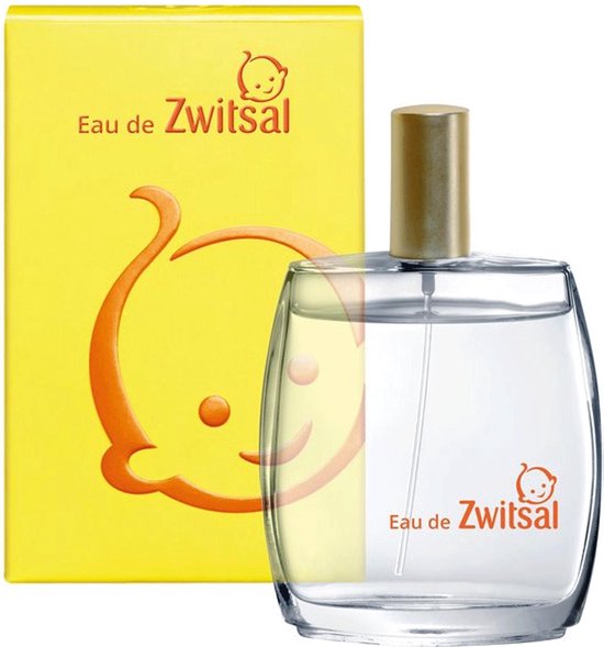 Flesje Eau de Zwitsal en gele verpakking met kindersymbool.