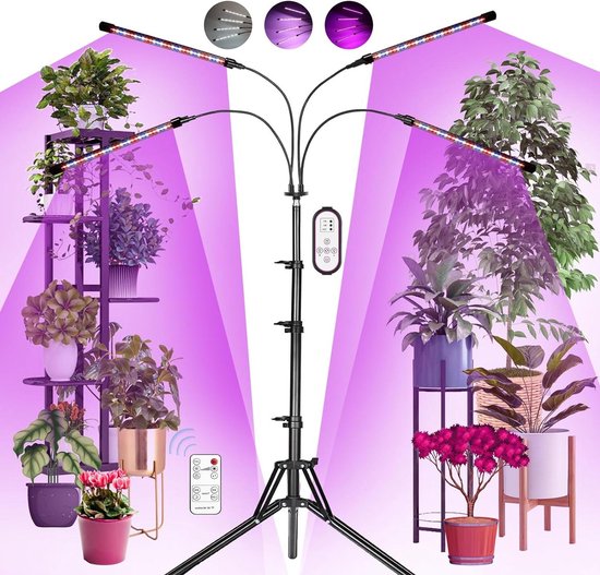 Foto: Green harmony plant lamp led volledig spectrum 120 leds groeilamp plant licht met standaard planten led groeilamp voor planten met timer 3 kleur modi 10 helderheden kweeklamp