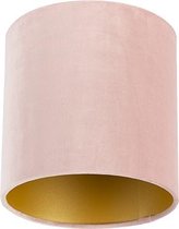 QAZQA cilinder velours - Klassieke Lampenkap - Ø 200 mm - Roze -