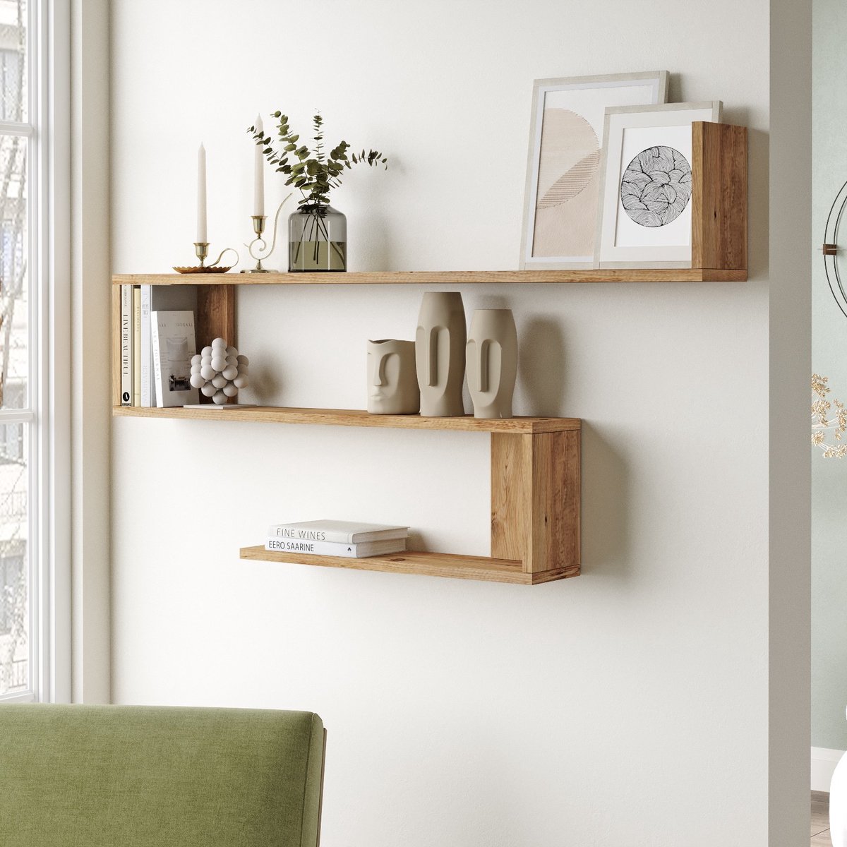Skye Decor , Wandplank, Wl10-A, Gemelamineerde spaanplaat, Atlantisch grenen, 120 x 14,5 x 71,4 cm Hout