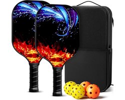 Linkax Pickleball racket glasvezel peddelset lichtgewicht - 4 pickballenballen, tas - beginners vrouwen mannen