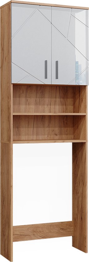 Vicco Badkamermeubelset Wit Hoogglans/goud Power Eiken 2 Delen Onderkast 80 Cm Irma