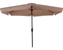 CUHOC Parasol met Volanten - Ecru Parasol -Beige Parasol Stokparasol - 3m Parasol - Parasol met Molen - 6 Hoekige Parasol - Makkelijk in te draaien Parasol