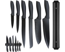 BFYLIN Messenset 8 stuks keukenmessenset koksmes Santoku-mes groentemes schilmes - roestvrij staal anti-aanbaklaag - soft-touch handgrepen - professionele keukenmessen Messenset