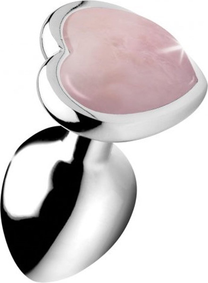 Goedkoopste Fixxx - Aluminium Buttplug met Hartvormige Siersteen - Rose Quartz - 3 maten L