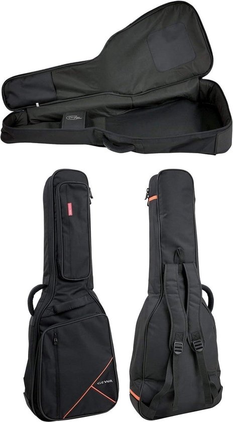 Foto: Guitar gig bag premium 20mm voor elektrische gitaar zwart scheurvast waterafstotend neck protection system luxe rugzakriemen groot accessoirevak guitar bag