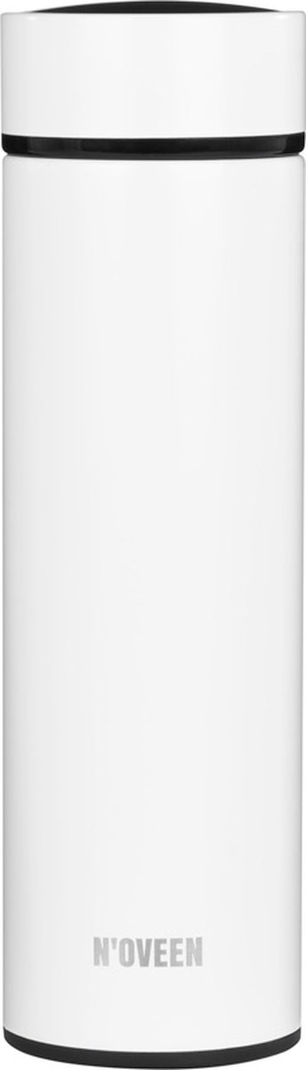 Noveen - Thermosfles / Thermische fles Met Display - Met Theefilter - 450ML - Mat Wit