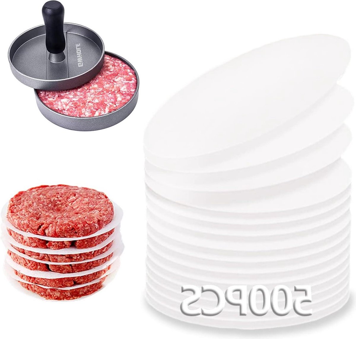 Burgerpapier - rond, perkamentpapier - 500 stuks - diameter 13 cm
