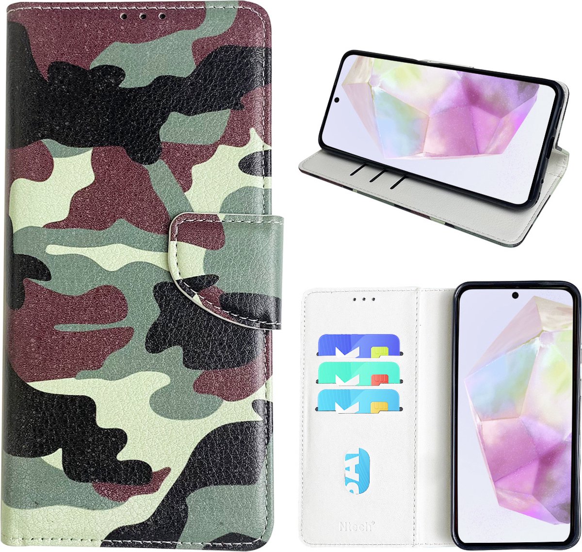 Hoesje geschikt voor Samsung Galaxy A35 Bookcase met camouflage print