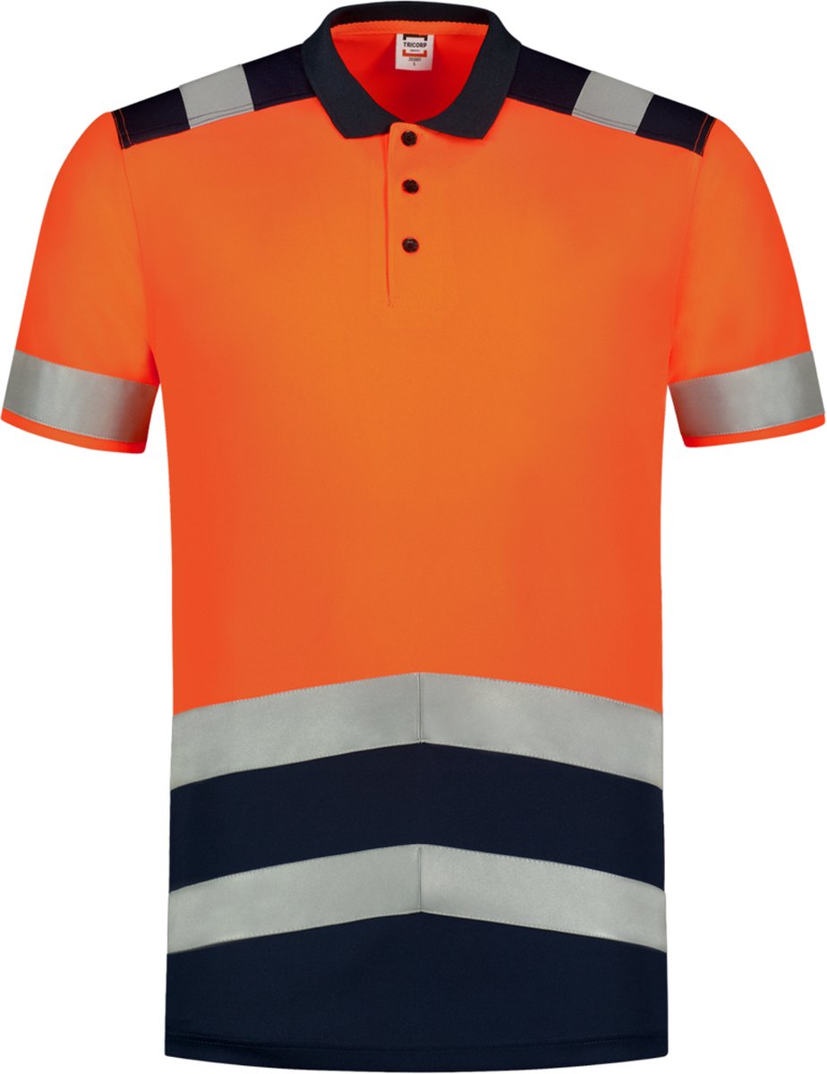 Tricorp 203007 Poloshirt High Vis Bicolor - Fluo Oranje/Inkt - S