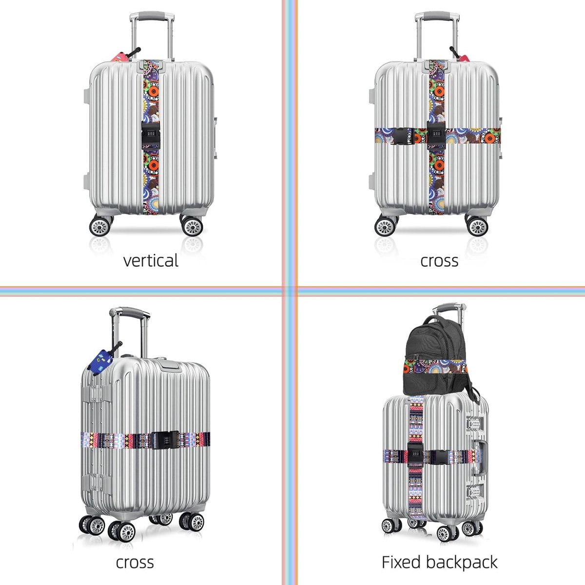 Sangle de Bagage 4 Pièces Sangle Valise Réglables avec Mot De Passe