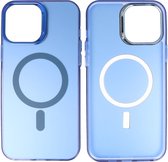 Magsafe Hoesje Geschikt voor de iPhone 13 Pro Max - Magnetic Fashion Backcover Telefoonhoesje - Navy