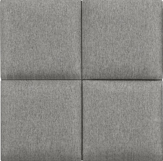 Panneaux muraux rembourrés Carpino lot de 4 tissu 30x30 cm gris clair [neu.haus]