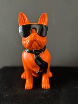 Goodyz-Franse Bulldog Beeld - 45cm hoog- met Bril - Diverse kleuren - Oranje