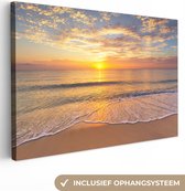 Canvas schilderij 140x90 cm - Wanddecoratie Strand - Kleuren - Zon - Muurdecoratie woonkamer - Slaapkamer decoratie - Kamer accessoires - Schilderijen