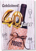Hourra 40 ans! Carte d'anniversaire de Luxe - 12x17cm - Carte de vœux pliée avec enveloppe - Carte d'âge