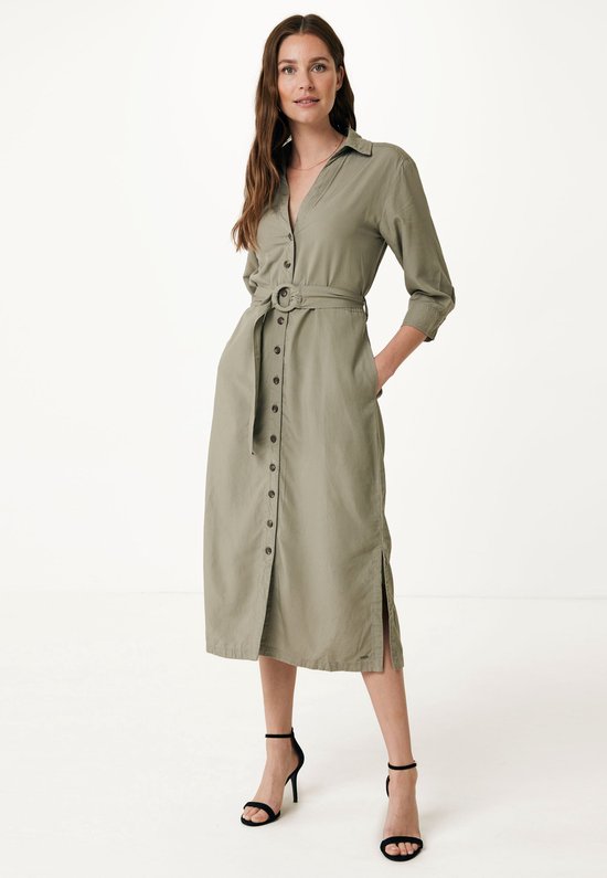 Belted Cargo Jurk Dames - Olive Green - Maat XS