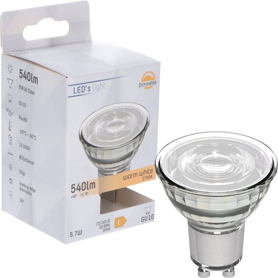 LED's Light GU10 LED Lampen - Dimbaar warm wit licht - 5W vervangt 75W - 6PACK