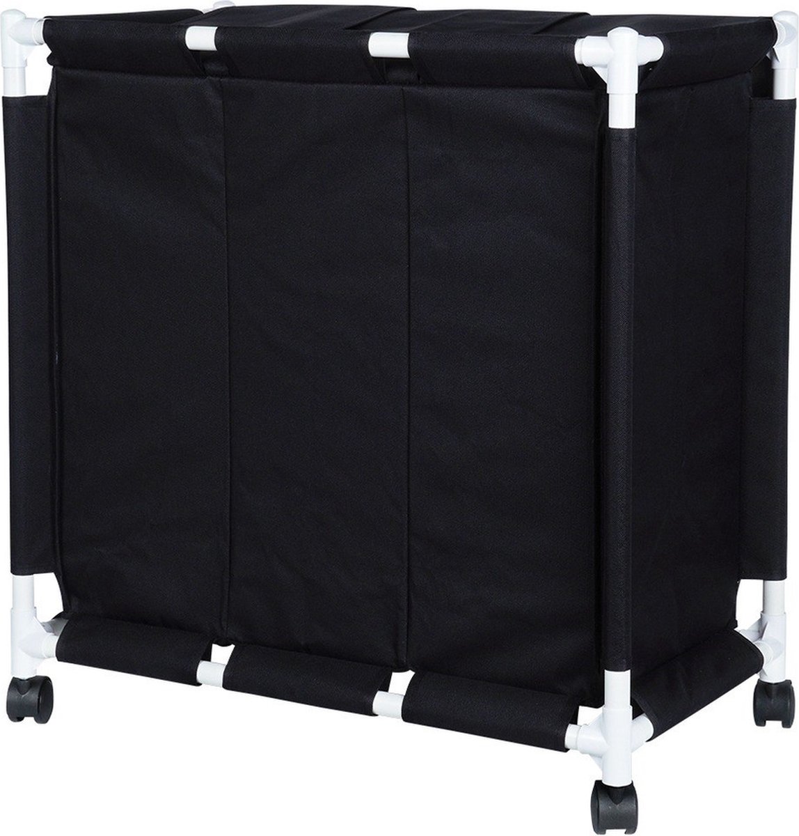 Wasmand op Wielen 3 Compartimenten 137 l - Opbergmand - Mand - Wassorteerder