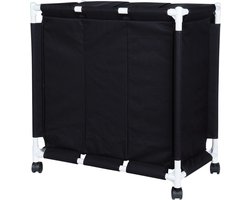Wasmand op Wielen 3 Compartimenten 137 l - Opbergmand - Mand - Wassorteerder