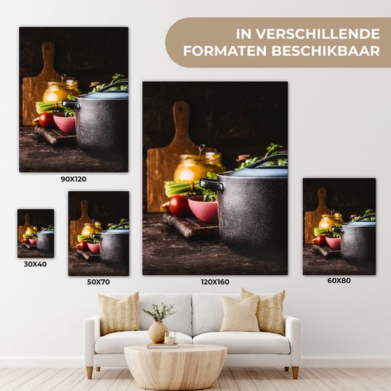 Tableau sur toile Rustique - Nature Morte - Pan - Légume - 120x160 cm - Décoration murale XXL